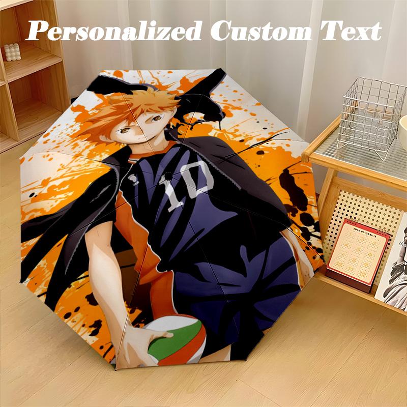 8‑Rib Automatic Umbrella, Haikyuu Design Foldable Umbrella for Sun Rain Protection Travel