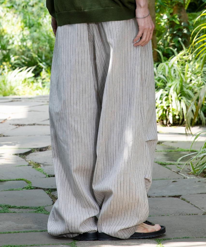 GLACK Gp139 Striped Linen Easy Pants (Beige)