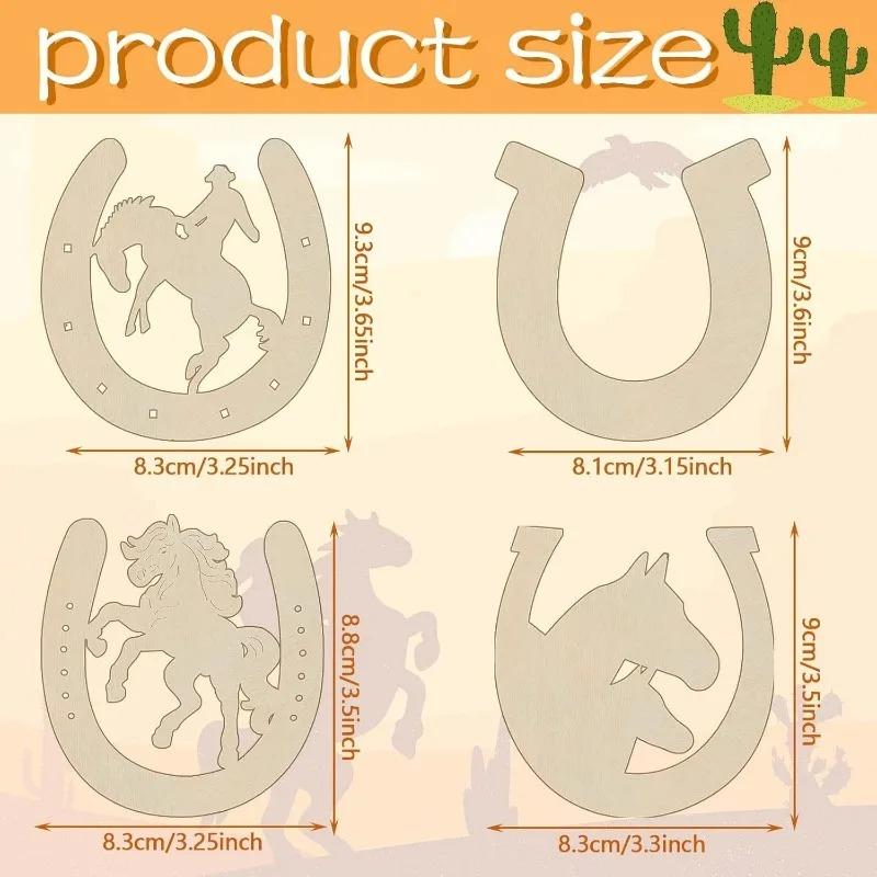 24pcs/lot Wooden Horseshoes Cutout for Crafts DIY Unfinished Wood Horseshoes Christmas Cowboy Decor Western Party Decor Crafts