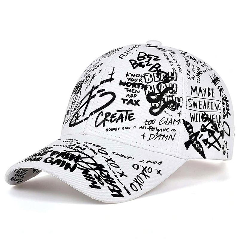 

Унисекс бейсболки с принтом граффити с буквами, весна-осень, для улицы, регулируемые, повседневные шляпы, папина шляпа, солнцезащитная шляпа белый