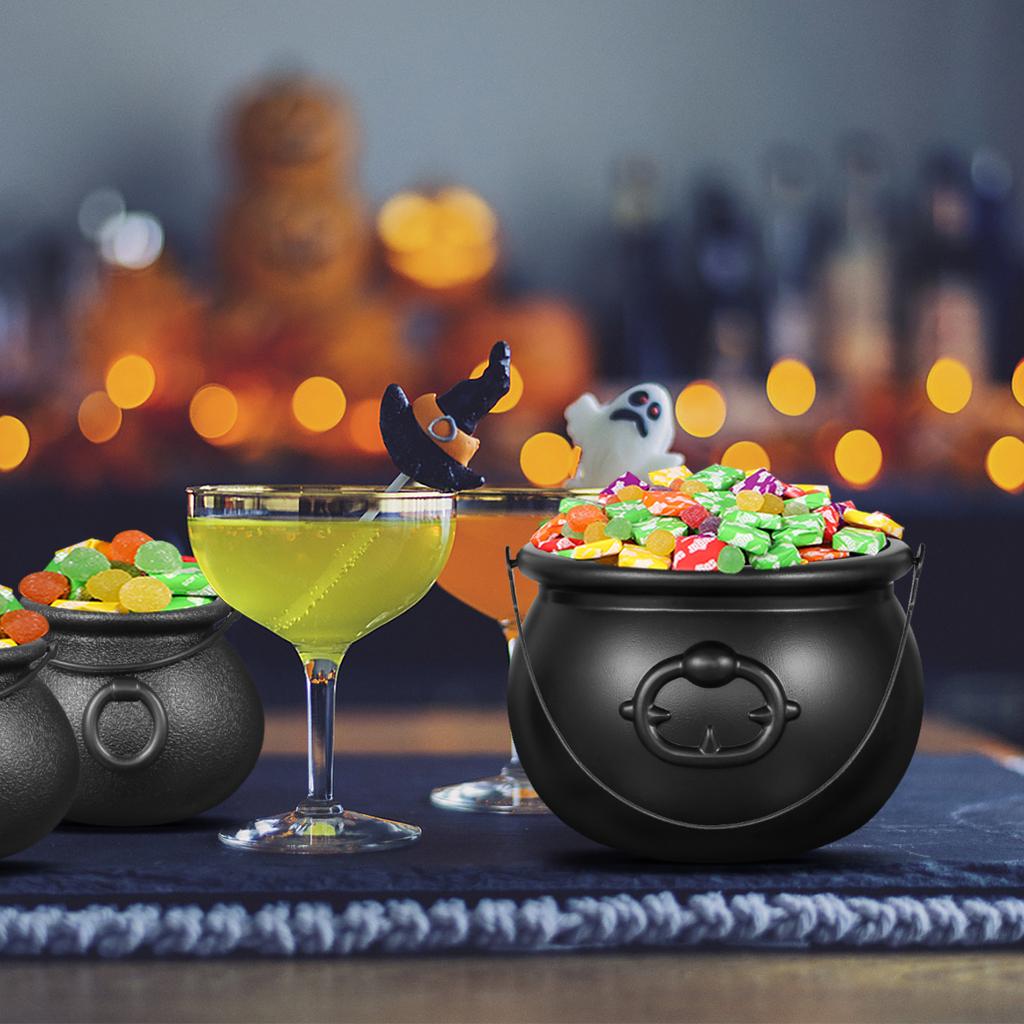 Hemoton 7KS Černý kotlík 6KS Oční bulvy Halloween Candy Bucket Rychlovarná konvice Pomůcky na párty Dekorace