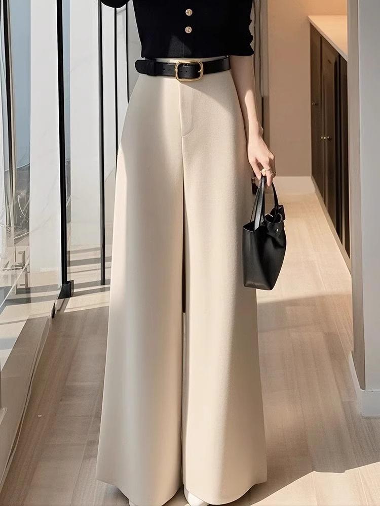 High Waist Beige Slimming Loose Casual Pants for Women - Spring/Autumn