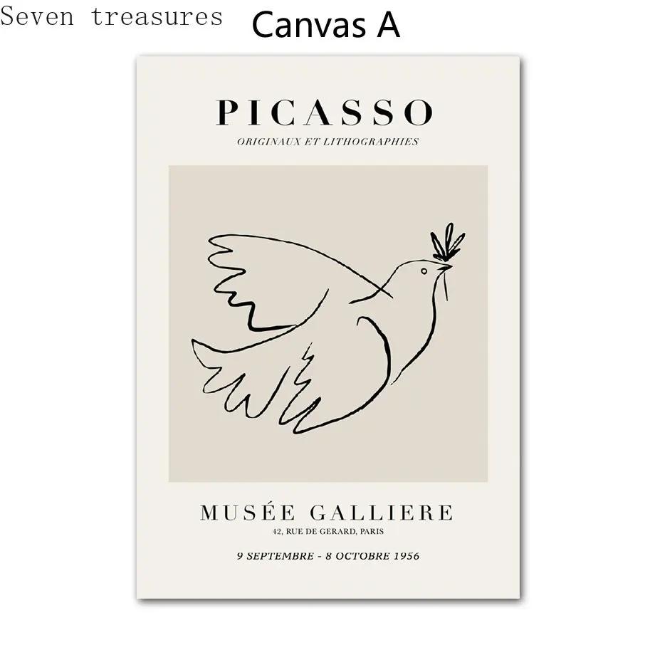 

Abstract Picasso Matisse Line Figure, Pigeon Wall Art, Canvas Painting, Nordic Poster, Decor Pictures for Living Room 21X30cm No Frame