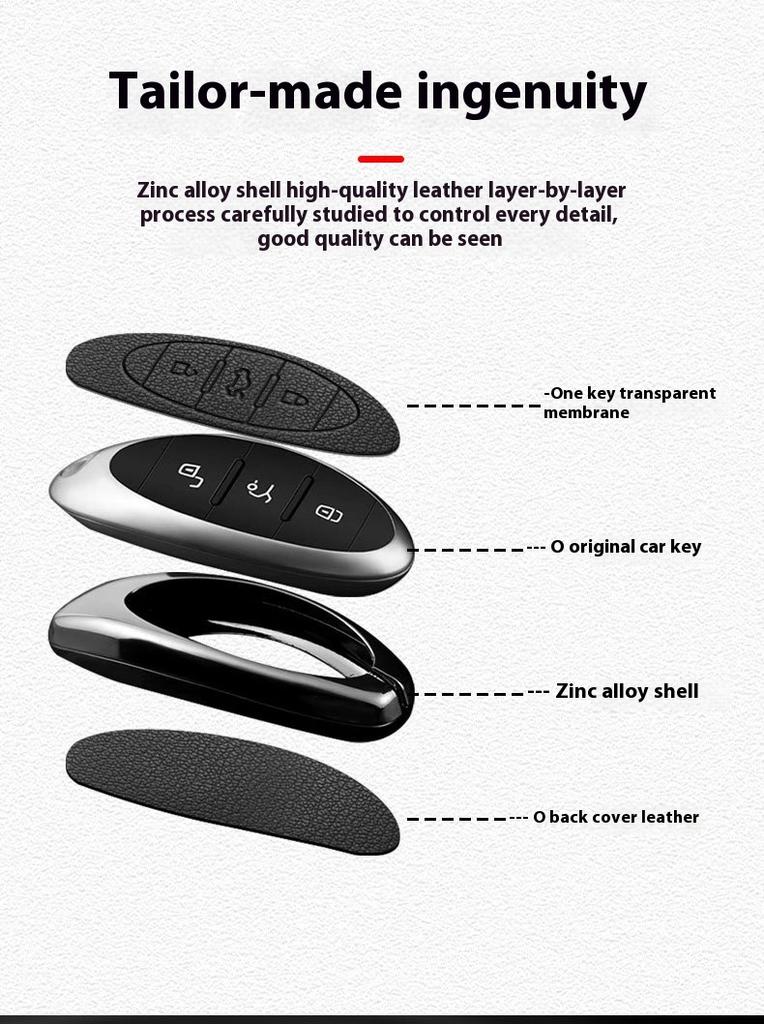Zinc Genuine Leather Auto Key Fob Remote Case Cover Fit For Faw Bestune T77 T77Pro New B70 T55 T33 T99 Protector Mount Key Ring Auto Accessories