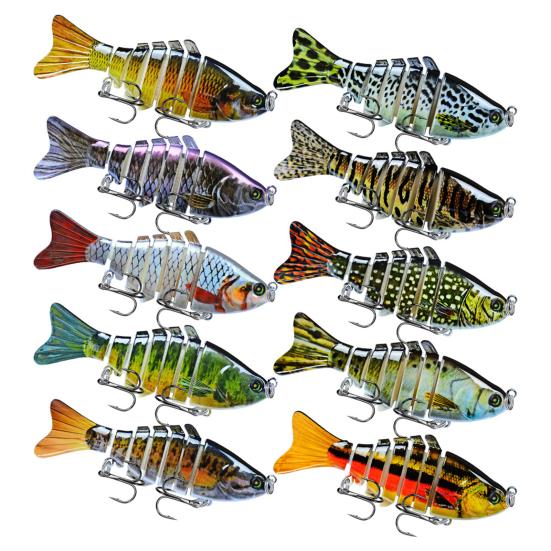 3/5Pcs Fishing Lures 3D Swimming Bait with Treble Hooks Realistic Looking Bright Colors Compact Portable Hard Bait Artificial Lure