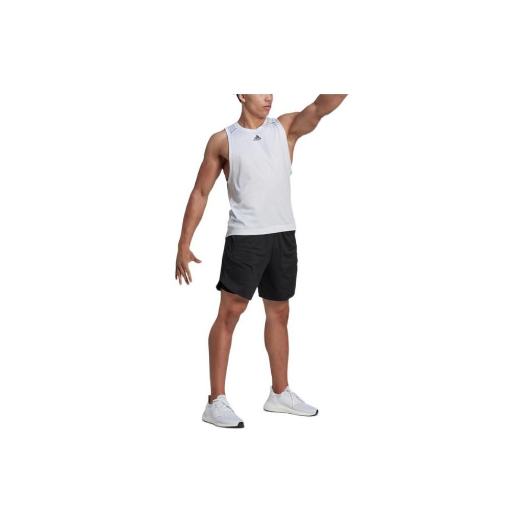 adidas Solid Color Logo Casual Sport Moisture-Wicking Athletic Tank Top Men Tops White HP1755
