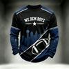 Herren Rugby Fan Langarm Rundhals Freizeit Oberteil mit Buchstaben Grafik für den Tag