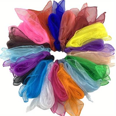 Chiffonen Sjaal, Vierkante Kleurrijke Danssjaal, Lichtgewicht Gaas, Podiumoptredens En Gymnastiek Decoraties
