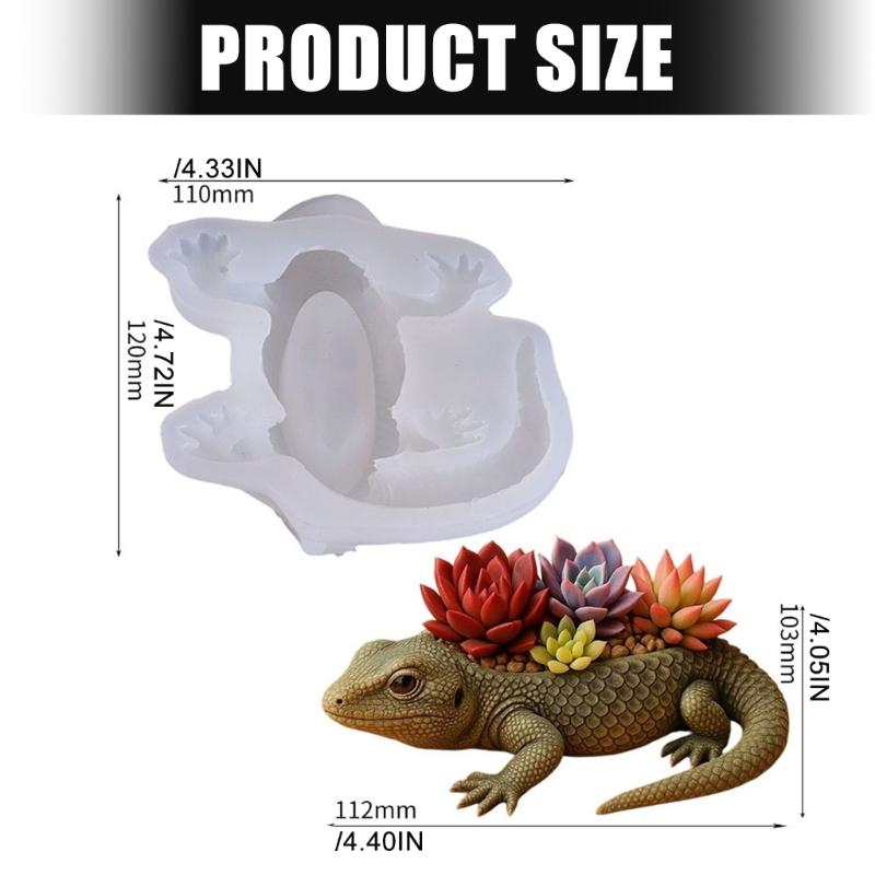 Flexible Silicone Lizard Flower Pot Mold for Crafting Home Office Decoration Unique Planter Making Mould