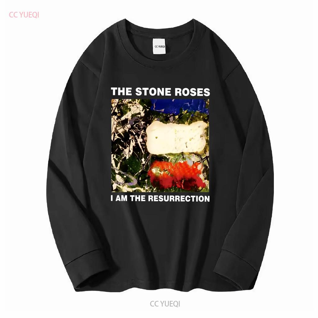 Koszulkę The Stone Roses Czarna HT50745 z długim lub krótkim rękawem vintage Prana Lekko męska Wszechstronna moda uliczna