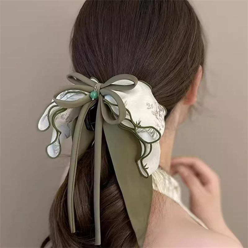 Malowanie tuszem spinka do włosów - Klips kokarda motyl w stylu chińskim, Zen akcesoria do włosów