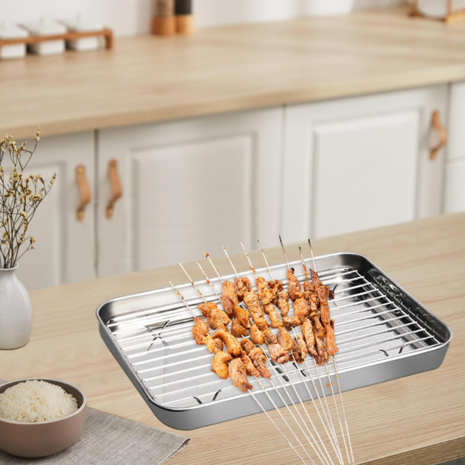 

Противень для выпечки с решеткой, многоразовый пищевой контейнер, печенье для барбекю, семья XL