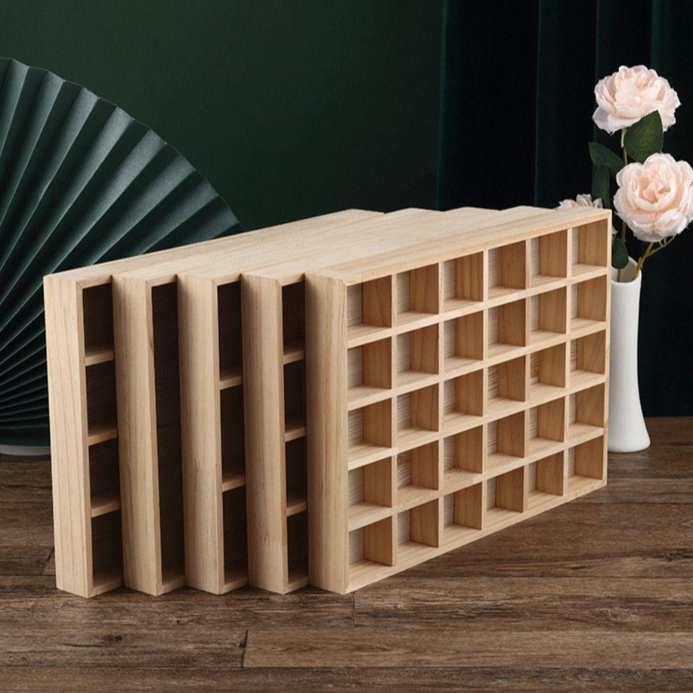 6/12/24/36 Grids Jewelry Display Tray Solid Wood Ring Earring Holder Necklace Storage Box  Bracelet