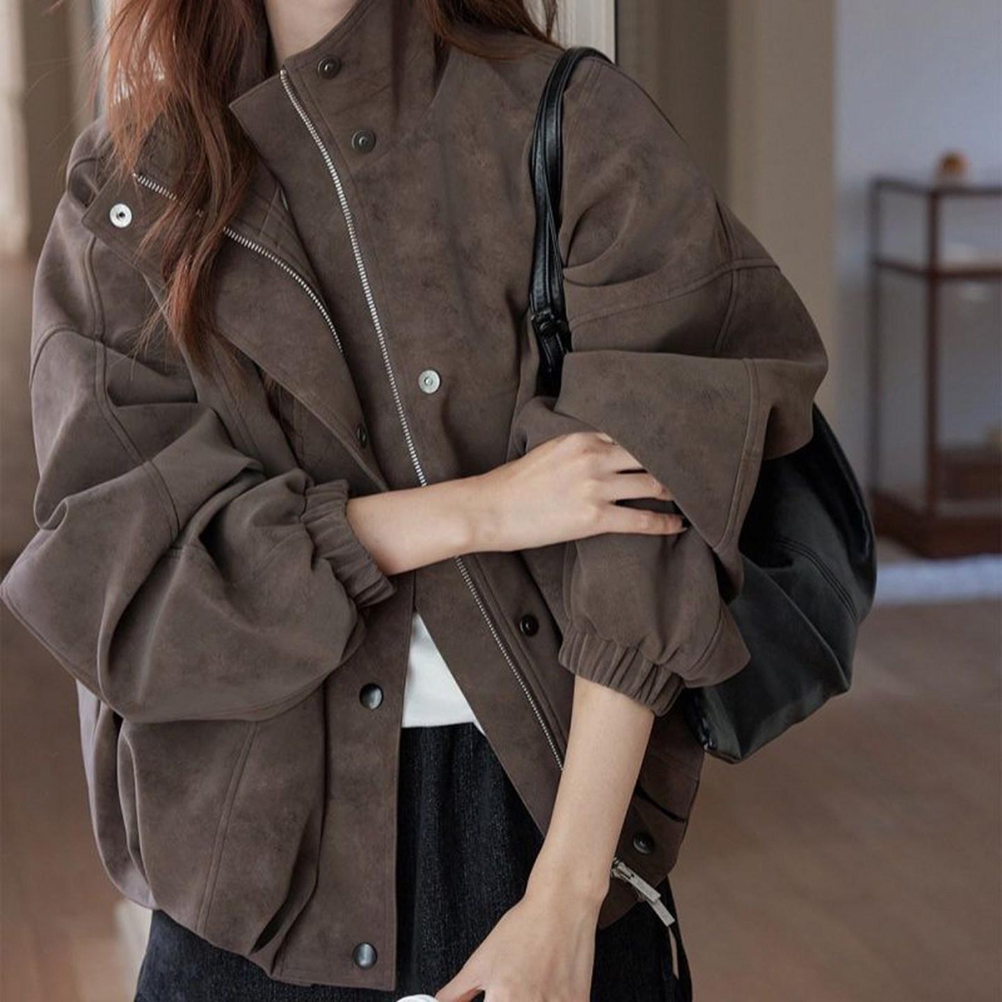Women s Retro PU Leather Jacket - Stylish Spring/Autumn 2026 High-End Casual Coat S [Recommended for 70-90 lbs]