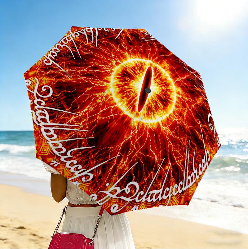 Eye Sauron 8 Ribs 3Fold Black Glue Uv Protection Umbrella Sun Protection Rainproof Compact Folding Umbrella For Travel Daily Use C9239