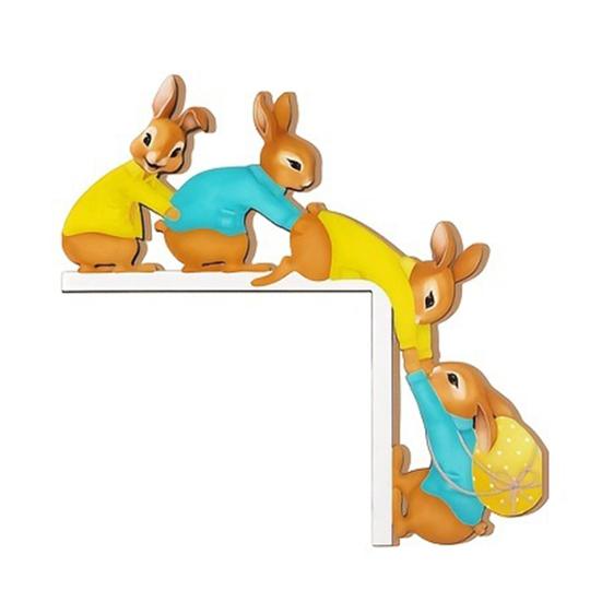 Decoração de Porta de Páscoa Coelho de Madeira Canto da Moldura da Porta Sinal Rústico de Primavera para Janela Parede Decoração de Casa Interior