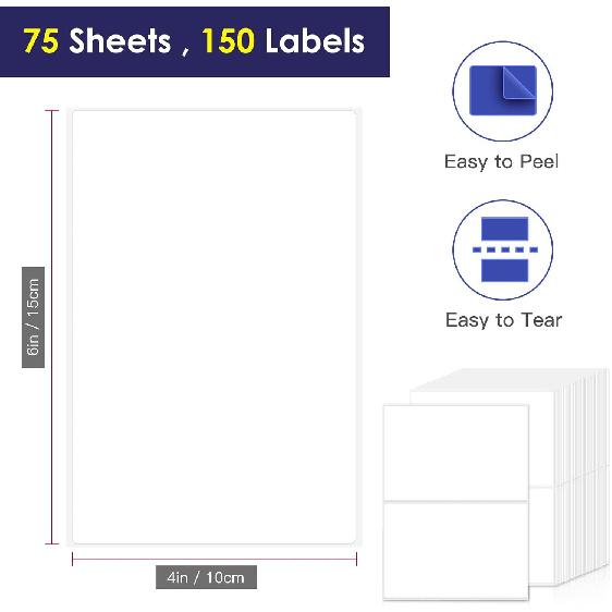 L LIKED 4"x6" Blank Removable Labels for Storage B, No Residue Handwritten Stickers for Boxes and Cases (150 Labels)