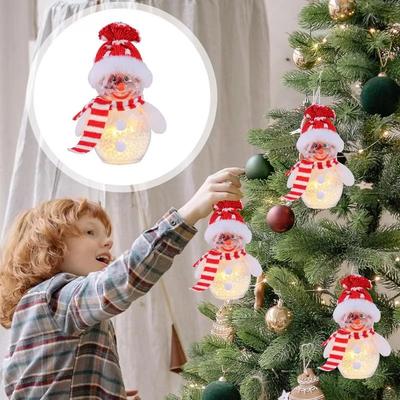 Lighted Snowman Christmas Decoration Light Up Snowman Christmas Decor Transparent Holiday Doll Christmas Decorations for Table