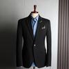 Men's Slim Fit Striped Three-Piece Suit for Wedding or Business Wear