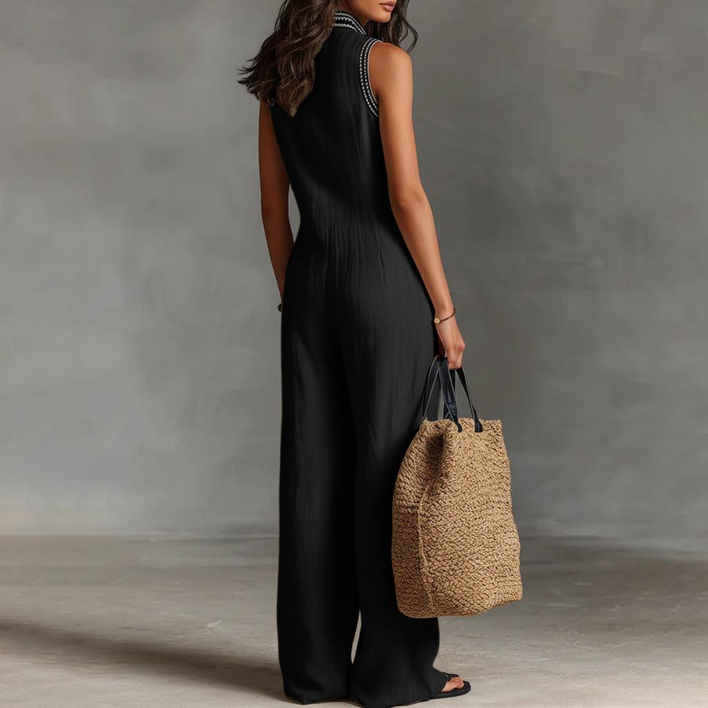 Damen Farbiger Lässiger Modischer Jumpsuit mit Taschen
