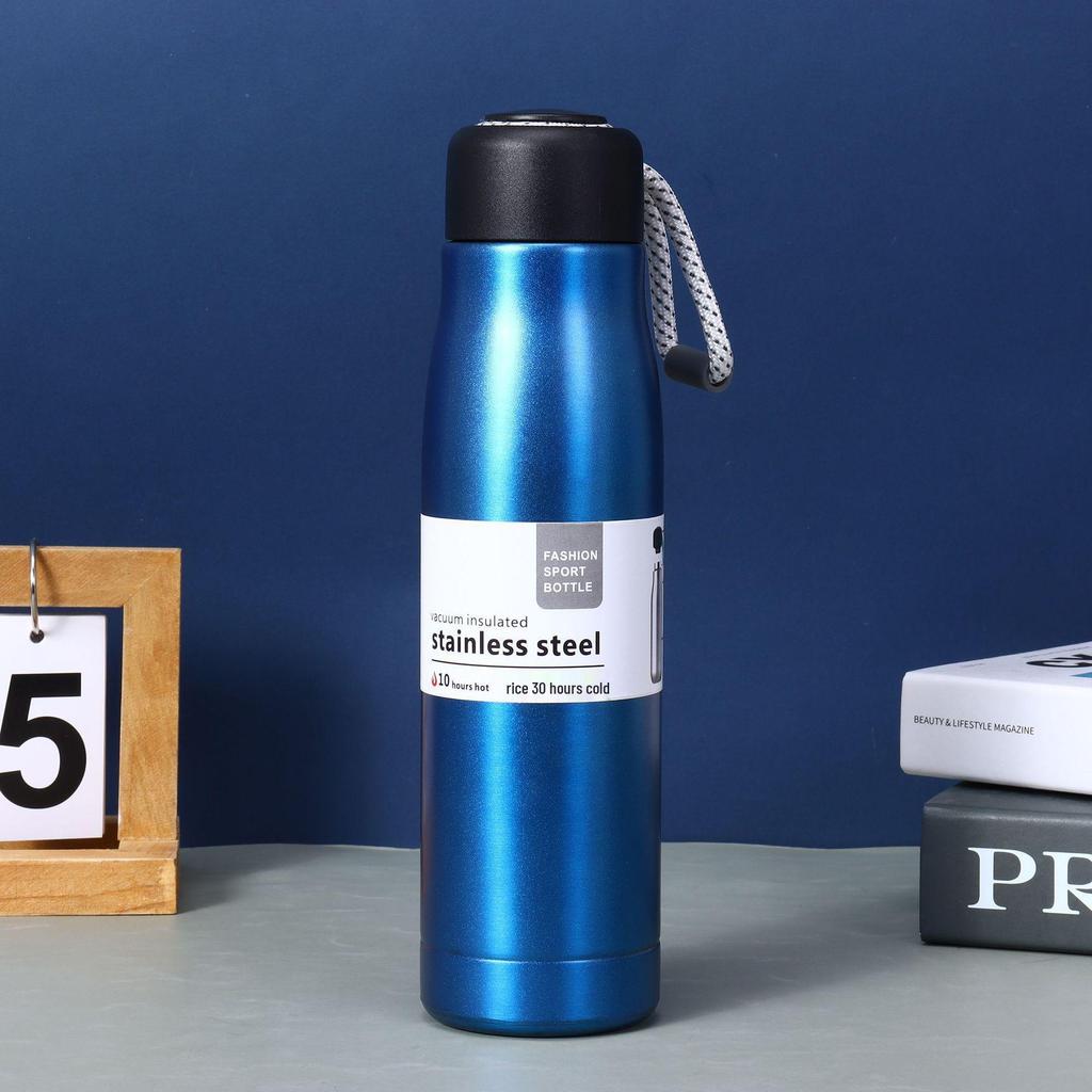 304 Stainless Steel Insulated Sports Water Bottle with Lanyard – Large Capacity, Knight Cup for Outdoor Activities