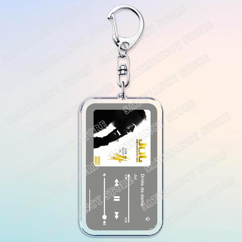 Franse Rapper JUL Muziek Liedjes Sleutelhangers voor Vrouwen Accessoires Tas Rap Marseille Oh Qu'elle Est Belle Sleutelhangers Sieraden Fans Cadeaus gray