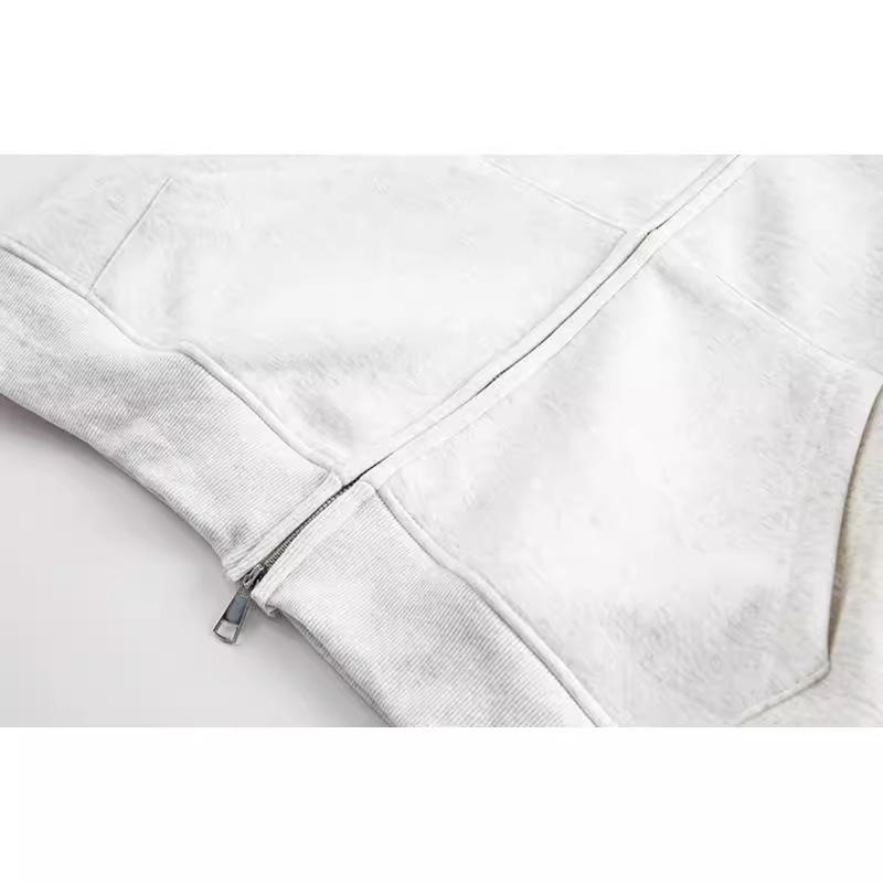 Japońska Jesień i Zima Casualowa Sportowa Luźna Bluza Rozpinana na Podwójny Zamek Kurtka z Kapturem Męska