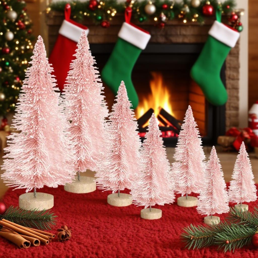 2 Pieces Artificial Small Christmas Trees, Suitable For Christmas Party Home Desktop Decoration Winter Ornaments