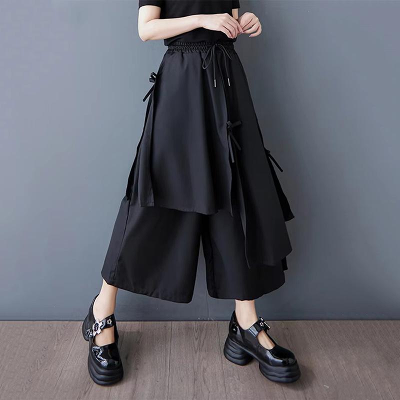 

XITAO Asymmetric Drawstring Elastic Waist Pant ZMY1045 One Size чёрный