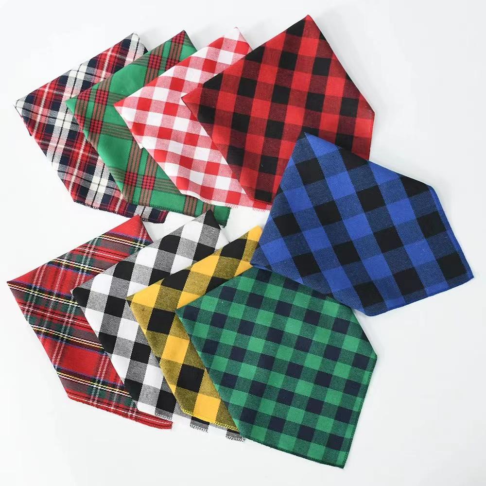 All-Cotton Plaid Christmas Dog Bandana Scarf