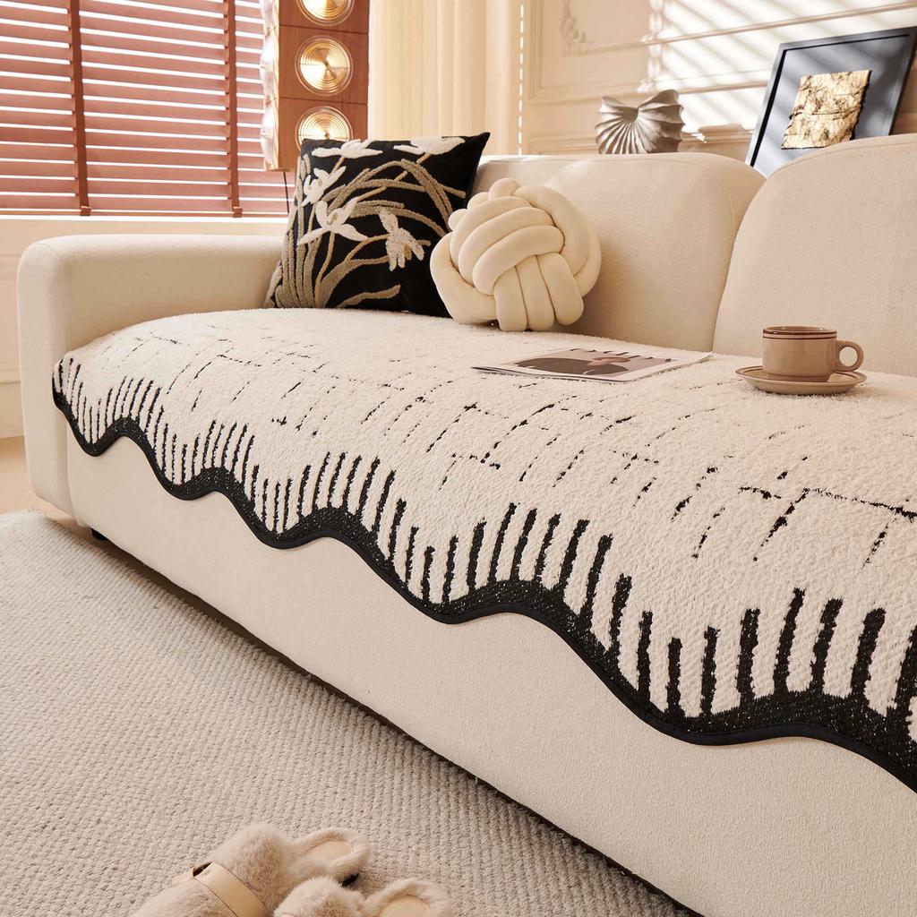 Autumn And Winter Wavy Shu Cotton Lint Sofa Cushion Seat Cushion Non-Slip Living Room Skin-Friendly Light Luxury Sofa Cover Cloth Towel Thick