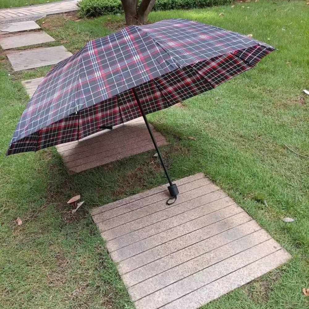 Reinforced Frame Scottish Tartan Umbrella Lightweight Extra Large Plaid Umbrella 10 Bone Folding Windproof Umbrella Home Use