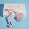 Rose Quartz Roller & Gua Sha Set with Customizable Logo - Natural Jade Face and Eye Massager