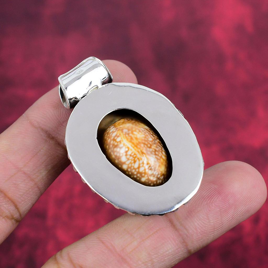 Cowrie Shell Jewelry, 925 Sterling Silver Pendant Jewelry, Gift For Wedding Handmade Pendant Gemstone Jewelry Pendant