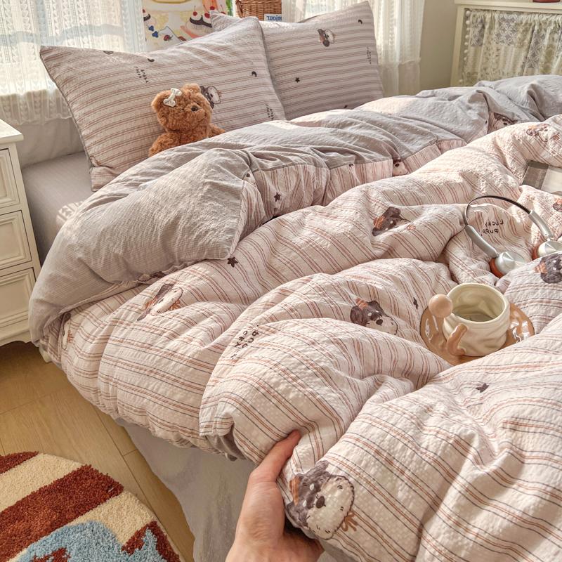 Yongyouwan A-class Puff Foam Simple Four Piece Set Soft and Skin Friendly Student Dormitory Single Three Piece Set Four Seasons Set