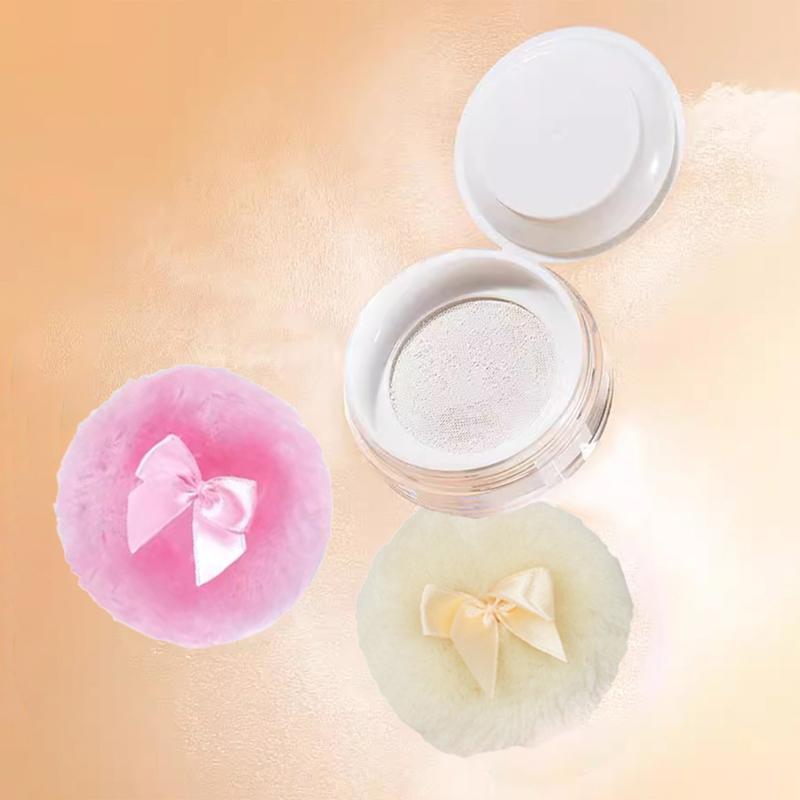 Plush Makeup Puffs Professional Bowknot Round Cosmetic Soft Fluffy Loose Powder Puff Cute Bow Sponge Foundation Makeup Beauty