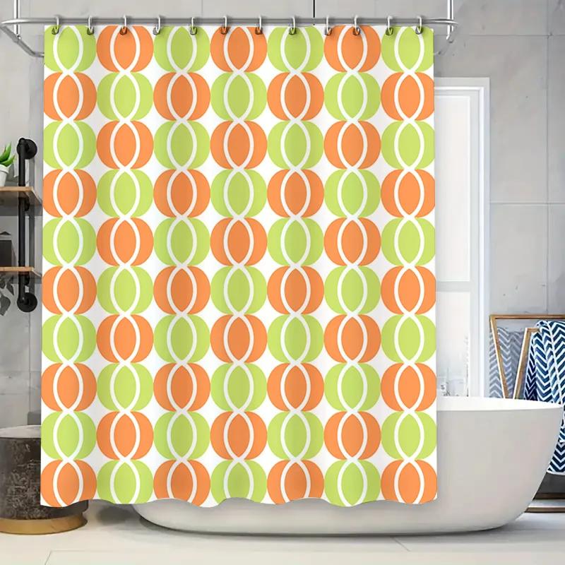 

Green Orange Retro Shower Curtain Modern Bathtub Decor for Bathroom Waterproof Fabric 72 x 84 Inches W90xH180cm
