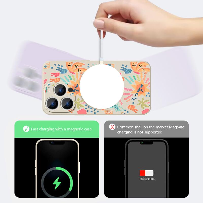 Colorful Cartoon Pattern Case For iPhone 17 Pro Max Magnetic For Magsafe Silicone Cover For iPhone 16 Pro Max Funda iPhone 15 14 13 12 11 16E Air