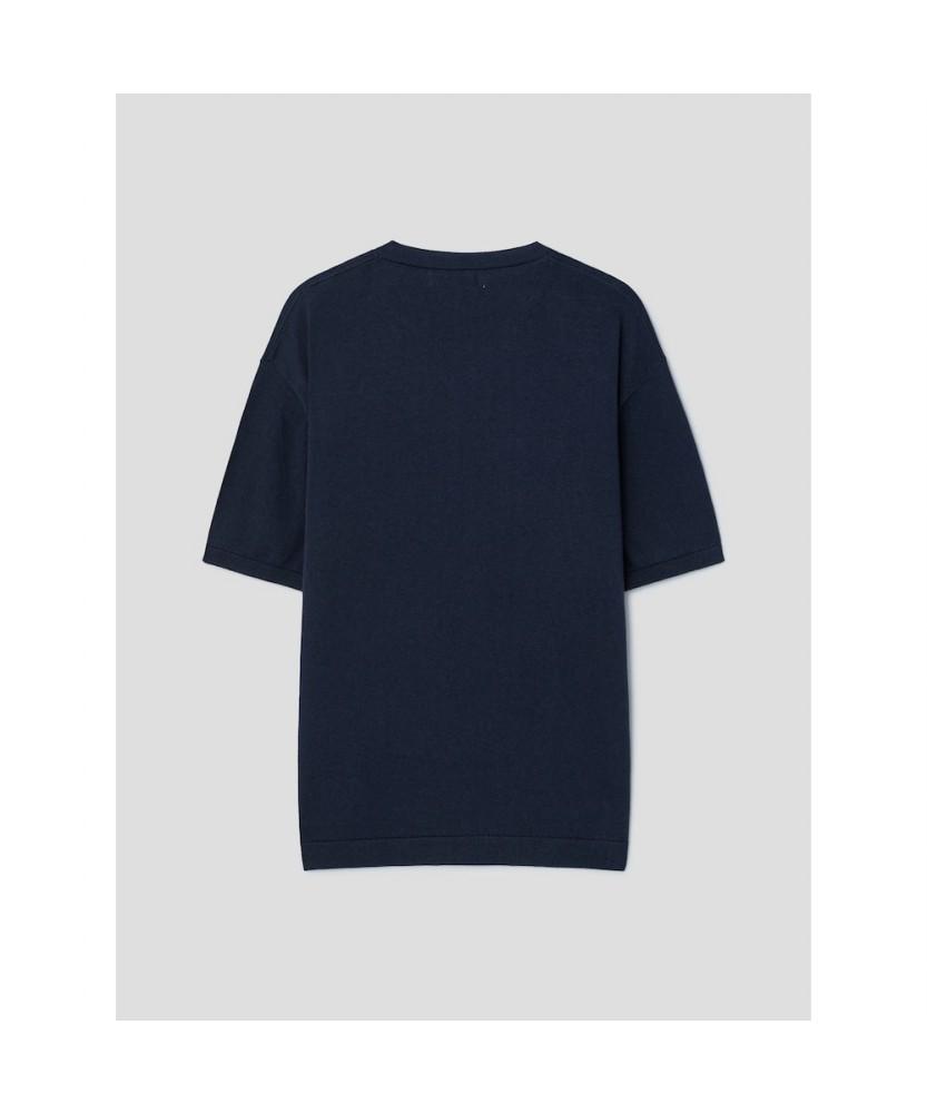 8seconds V-Neck Layered Knit Pullover Navy