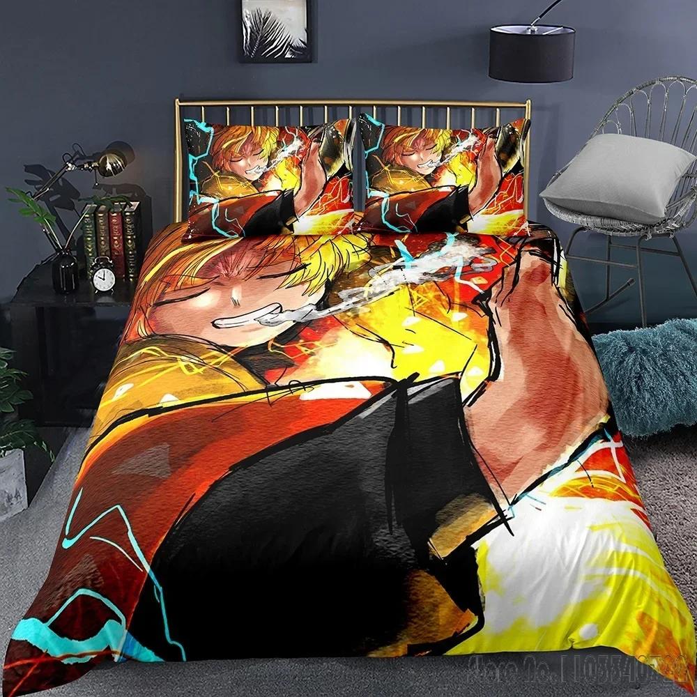 Anime Demon Slayer Cartoon Printed Duvet Cover Set HD Comforter Cover for Kids Bedding Sets Bedclothes Bedroom Decor