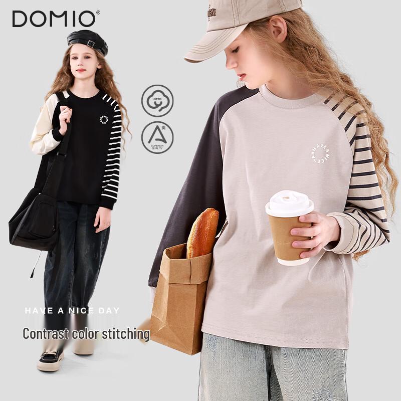Duo Miao Wu Girls' Striped Long-Sleeve T-Shirt