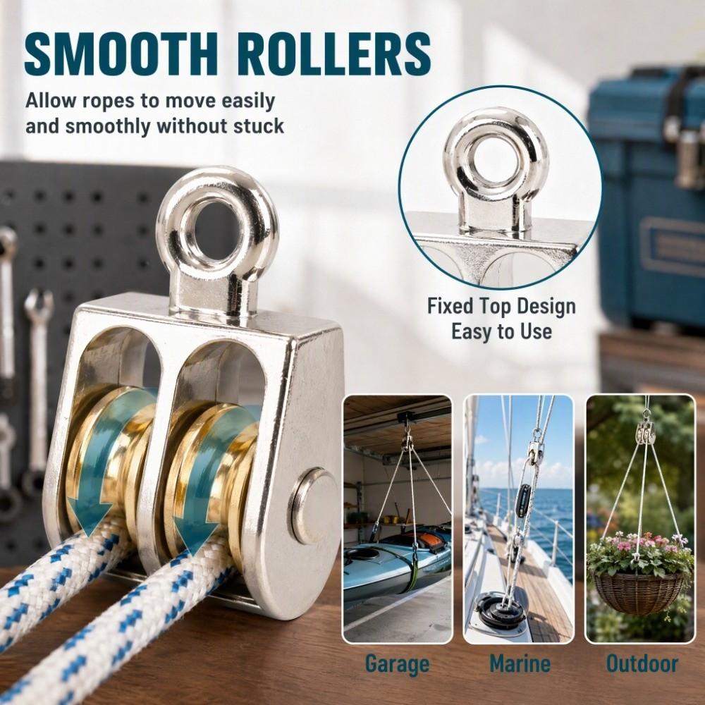 4pcs 100KG Capacity Double Pulley Block Zinc Alloy Rope Pulley Block Crane Lifting