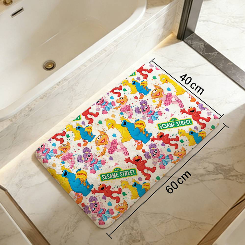 Cute S-Sesame Cookies S-Street Kitchen Mat Kids Room Bedroom Decoration Balcony Anti-Slip Doormat Living Room Alfombra