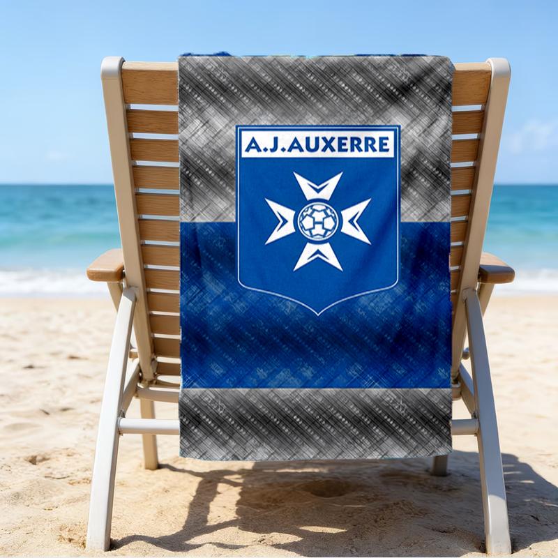 Auxerre Crest Design Beach Towel - Soft, Absorbent Microfiber, Lightweight, Ideal for The Beach, Parties, Travel, Camping Fan Gifts
