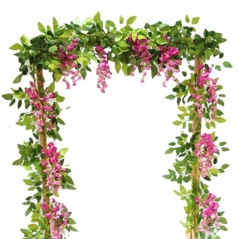 1.8M Artificial Wisteria Flowers Vine Ivy Garland Silk Hanging Flower for Home Garden Outdoor Ceremony Wedding Arch Floral Decor