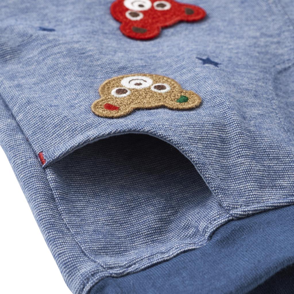 length navy blue [MIKI HOUSE] Pants, 3/4 pants, stretch, bear, boys, girls, babies, kids, children's clothing, 10-3214-685, 90cm,