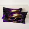 2/3Pcs Purple Rose Skull Pattern Breathable Duvet Cover Set (1 Duvet Cover + 1/2 Pillowcase Without Core) Soft Bedding Set