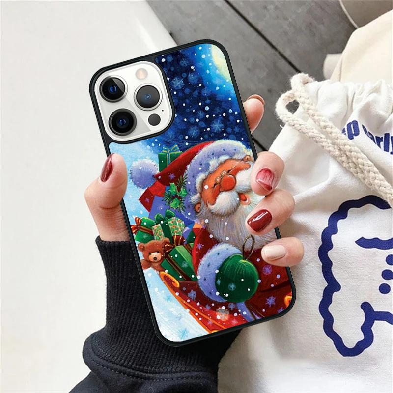 Christmas Santa Claus Phone Case For iPhone 17 Air 15 16e Cover 11 13 14 Pro Max 12 Plus Max Fundas