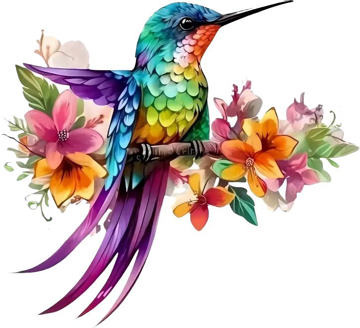 QT2470# Vibrant Hummingbird & Floral Waterproof Car Decorative Decal, Suitable for Cars, Laptops, Bumpers, Glass Window Sticker