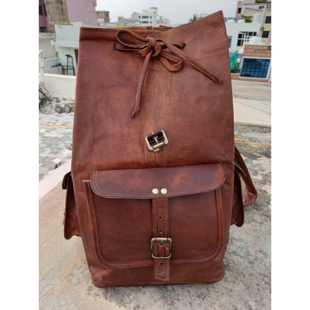 Ledertasche Ziege Herren Rucksack Rucksack Vintage Laptop Braun Umhängetasche Schulter